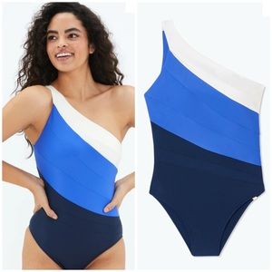 Summersalt The Sidestroke White Navy Black One Piece Swimsuit 14